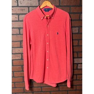 Polo Ralph Lauren Featherweight Mesh Red Long Sleeve Button Down Shirt Men's Lg